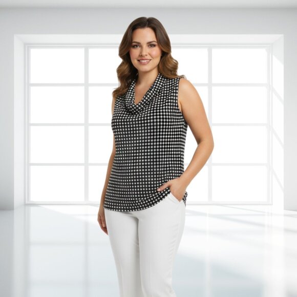 Anne Klein Sleeveless Polka Dot Blouse Women’s Size Large – Stretch Top - Picture 1 of 15